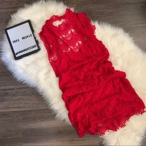 NWT Free People Intimately Red Lace Dress